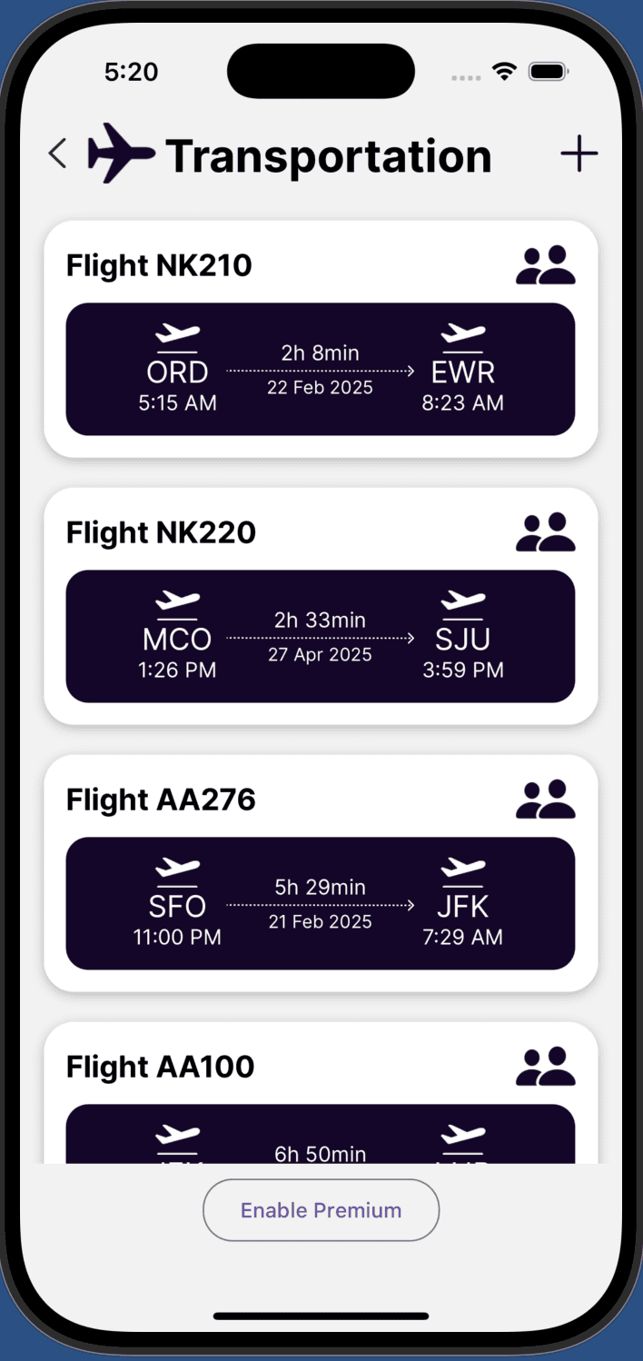 Flights Interface